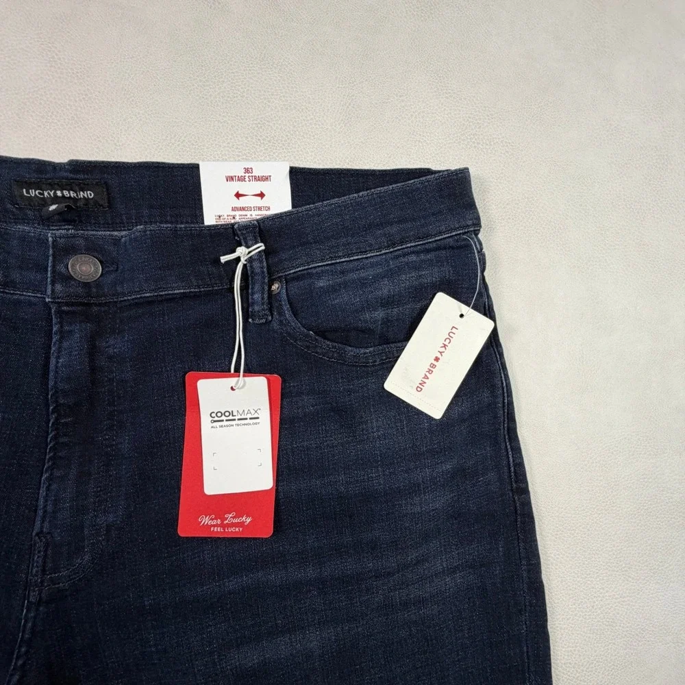 NWT Lucky Brand 363 Vintage Straight Mens Jeans 42x32 Huron Dark Blue Coolmax